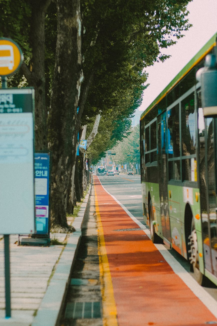 red marked bicycle lane